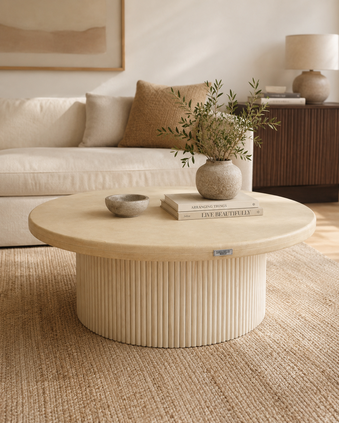 Orlando slate Microcement coffee table-Ivory
