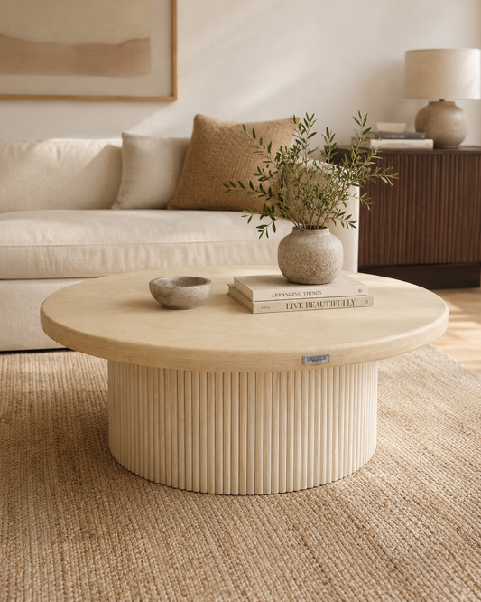 Orlando slate Microcement coffee table-Ivory